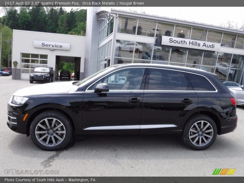 Orca Black Metallic / Nougat Brown 2017 Audi Q7 3.0T quattro Premium Plus