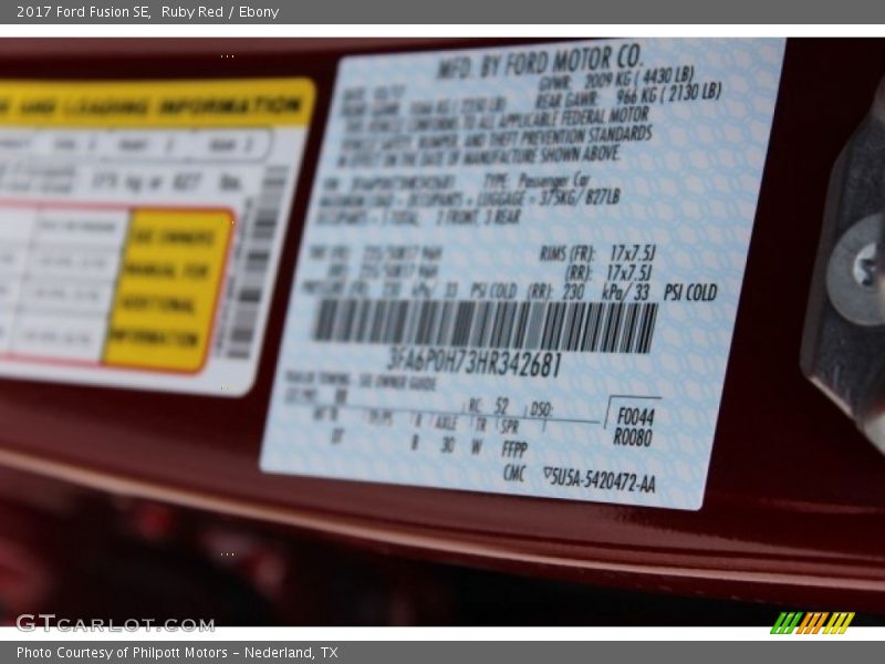 Ruby Red / Ebony 2017 Ford Fusion SE