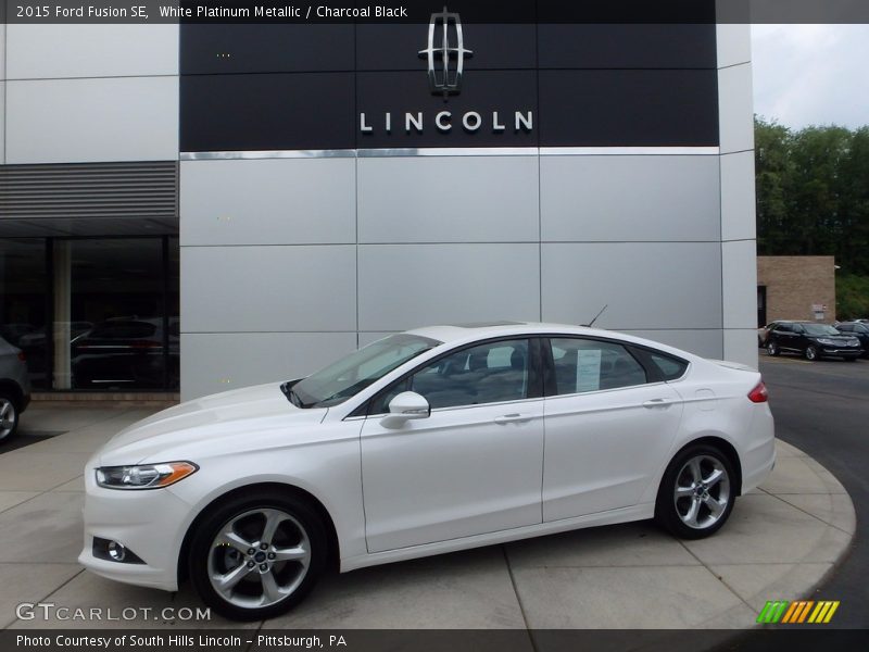 White Platinum Metallic / Charcoal Black 2015 Ford Fusion SE