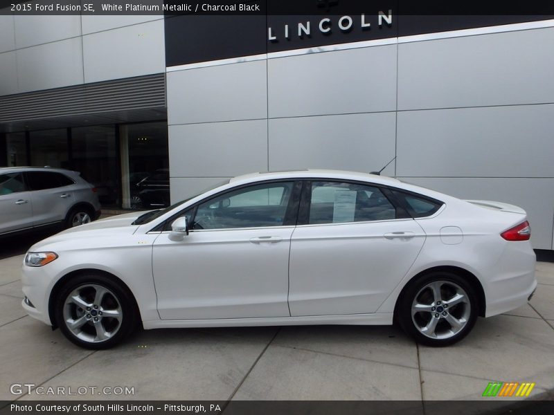 White Platinum Metallic / Charcoal Black 2015 Ford Fusion SE