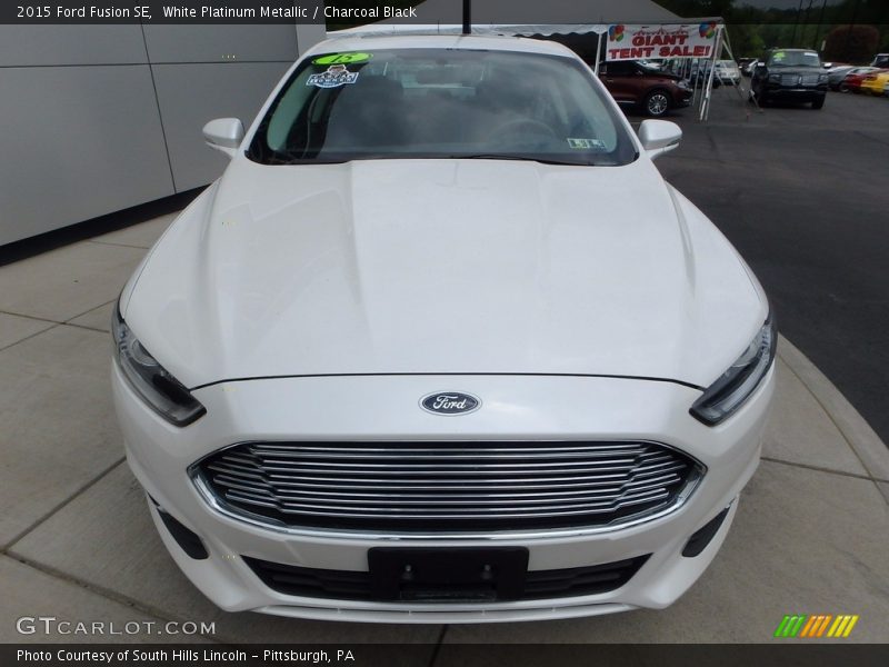 White Platinum Metallic / Charcoal Black 2015 Ford Fusion SE