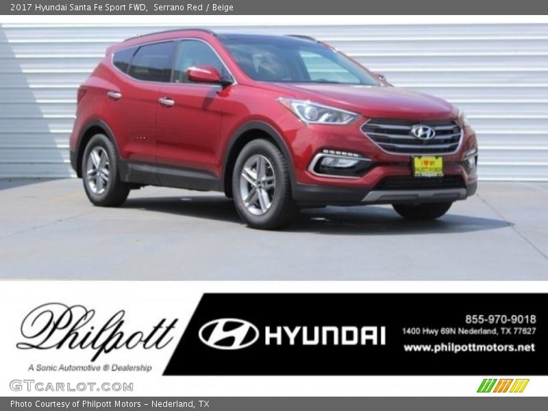 Serrano Red / Beige 2017 Hyundai Santa Fe Sport FWD