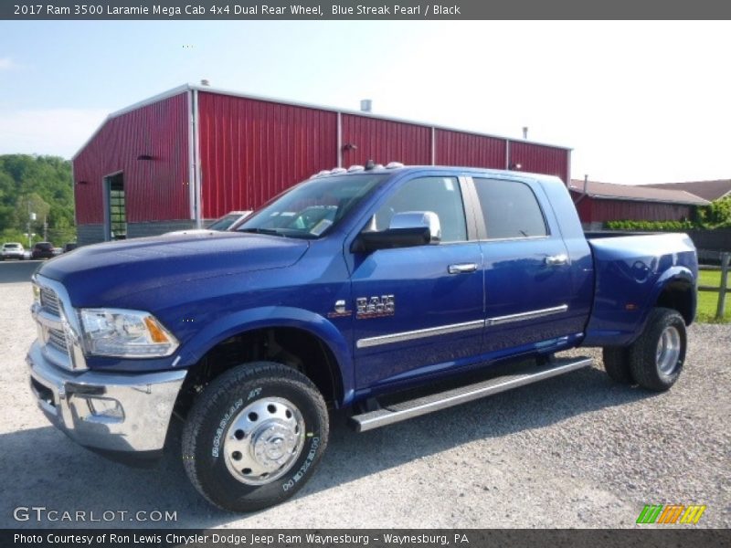 Blue Streak Pearl / Black 2017 Ram 3500 Laramie Mega Cab 4x4 Dual Rear Wheel