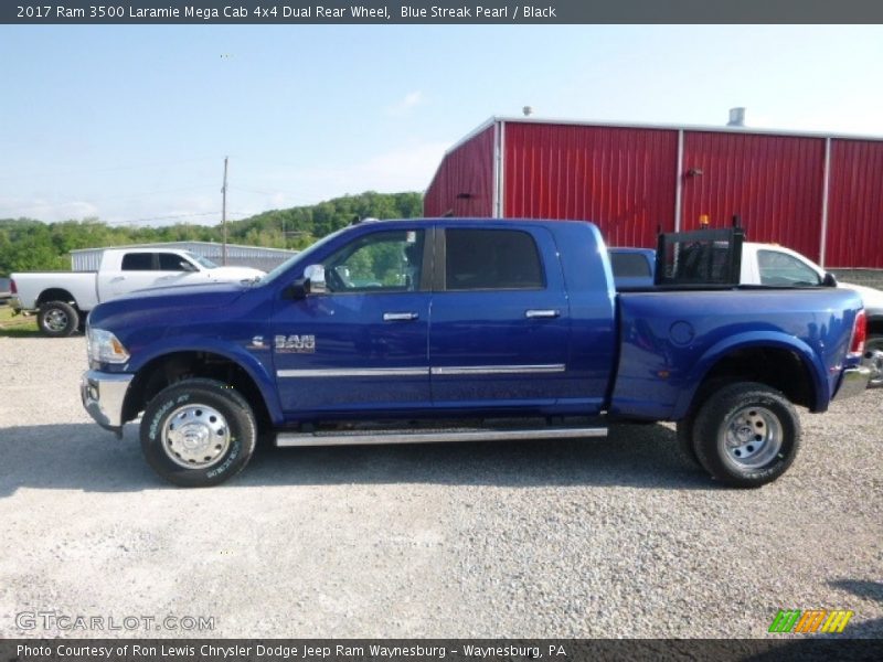 Blue Streak Pearl / Black 2017 Ram 3500 Laramie Mega Cab 4x4 Dual Rear Wheel