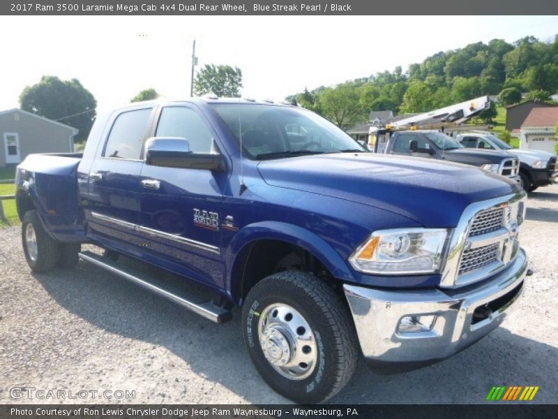 Blue Streak Pearl / Black 2017 Ram 3500 Laramie Mega Cab 4x4 Dual Rear Wheel