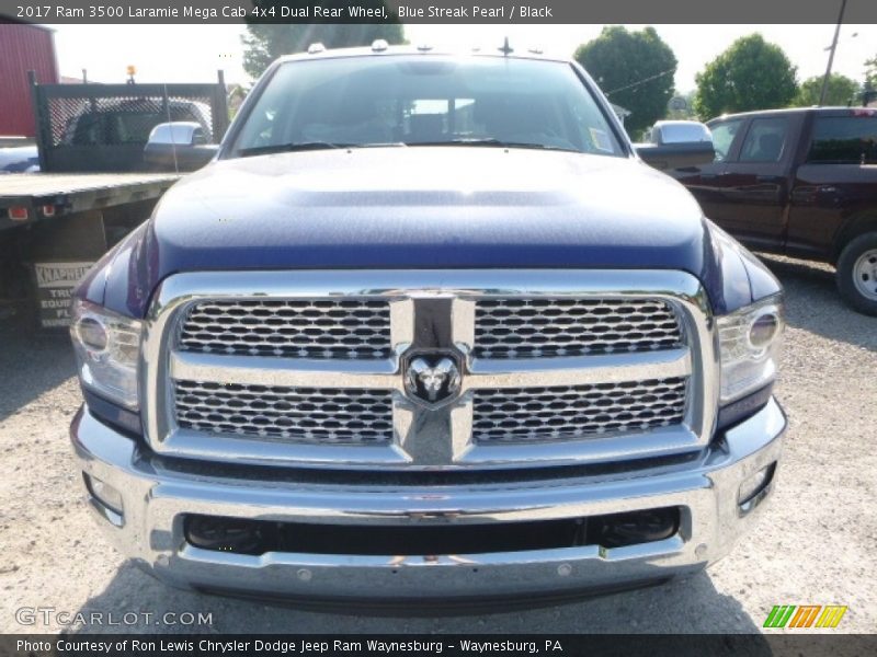 Blue Streak Pearl / Black 2017 Ram 3500 Laramie Mega Cab 4x4 Dual Rear Wheel