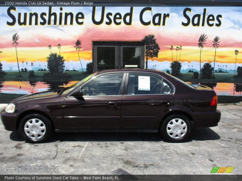 Vintage Plum / Beige 2000 Honda Civic LX Sedan
