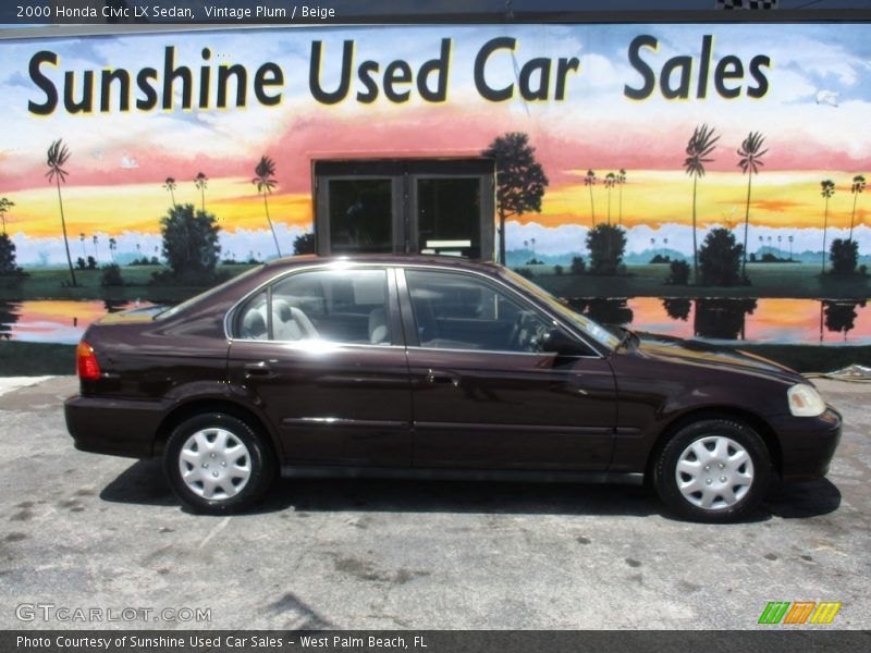 Vintage Plum / Beige 2000 Honda Civic LX Sedan