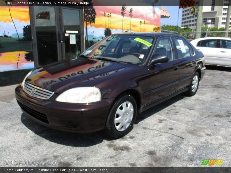 Vintage Plum / Beige 2000 Honda Civic LX Sedan