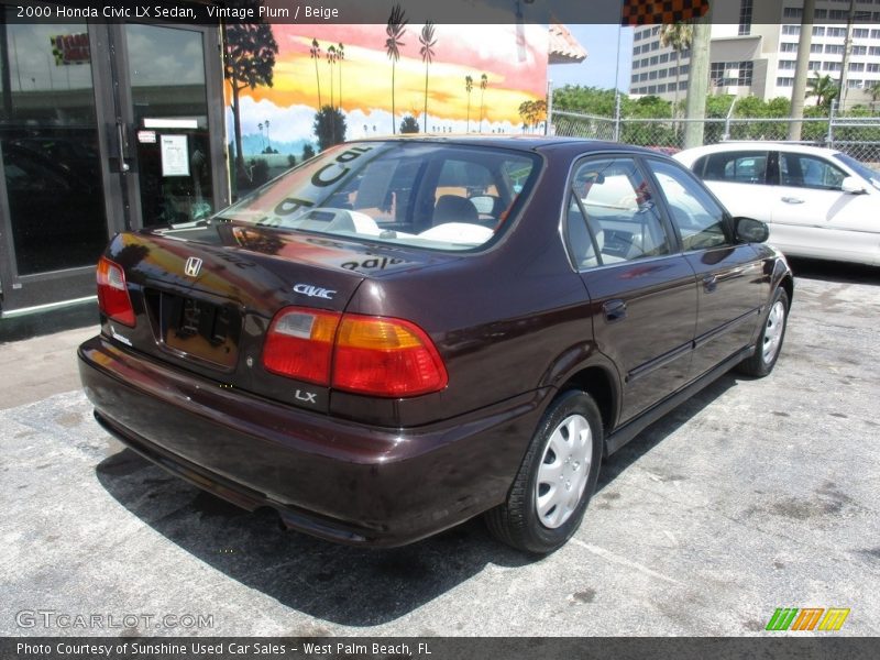 Vintage Plum / Beige 2000 Honda Civic LX Sedan