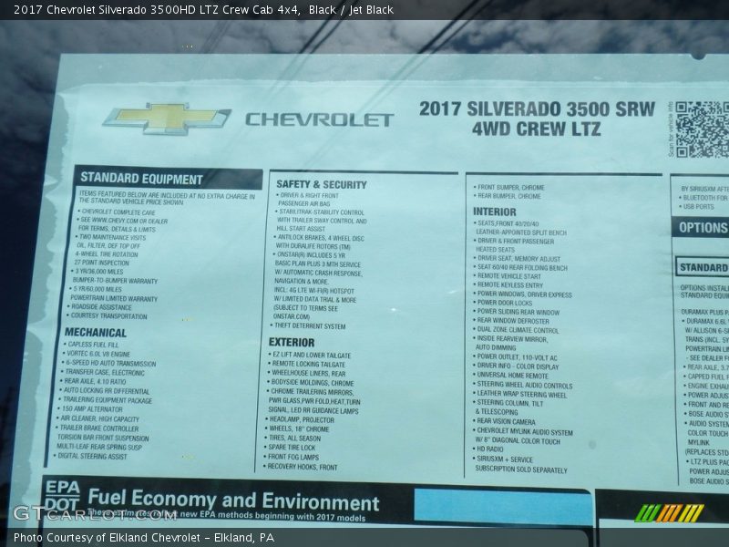 Black / Jet Black 2017 Chevrolet Silverado 3500HD LTZ Crew Cab 4x4