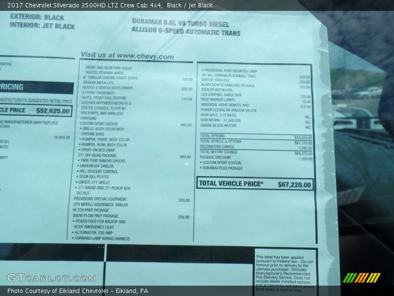 Black / Jet Black 2017 Chevrolet Silverado 3500HD LTZ Crew Cab 4x4
