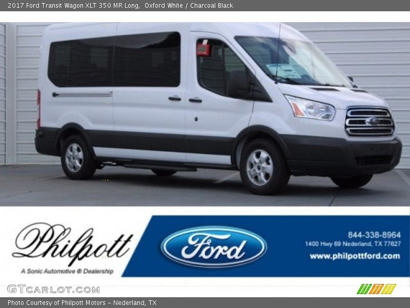 Oxford White / Charcoal Black 2017 Ford Transit Wagon XLT 350 MR Long