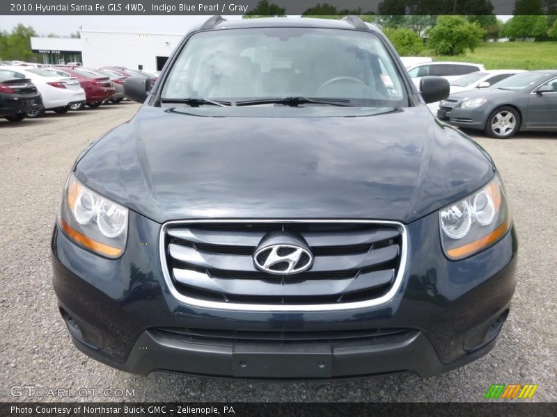 Indigo Blue Pearl / Gray 2010 Hyundai Santa Fe GLS 4WD