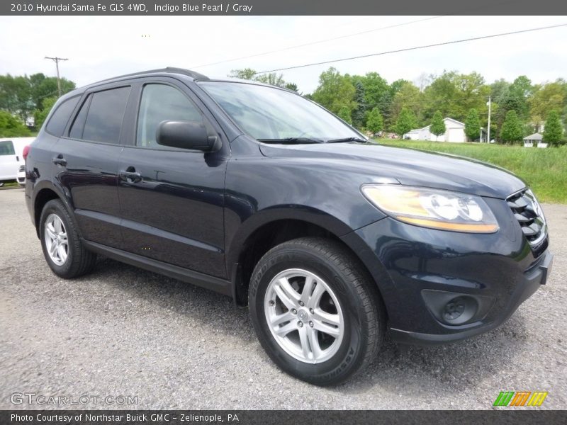 Indigo Blue Pearl / Gray 2010 Hyundai Santa Fe GLS 4WD