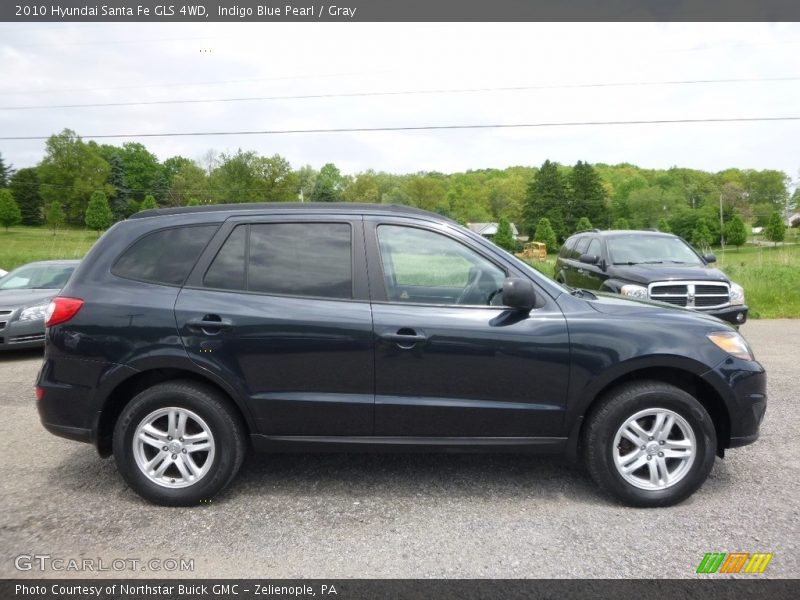 Indigo Blue Pearl / Gray 2010 Hyundai Santa Fe GLS 4WD