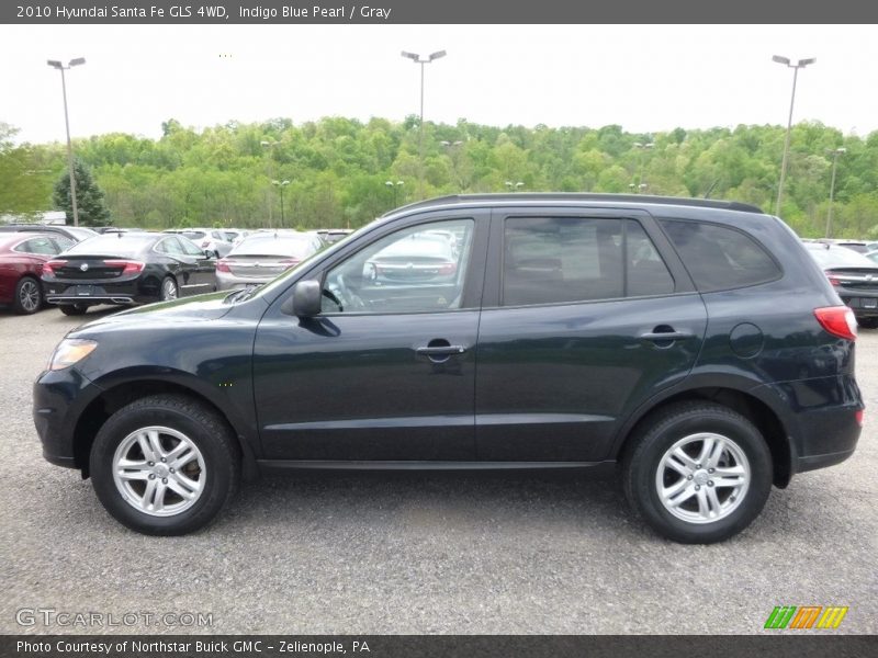 Indigo Blue Pearl / Gray 2010 Hyundai Santa Fe GLS 4WD