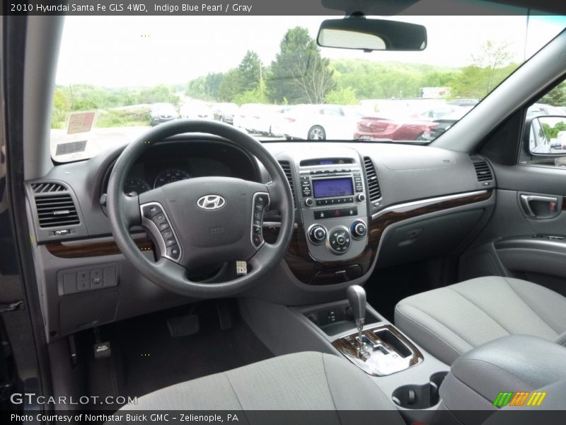 Indigo Blue Pearl / Gray 2010 Hyundai Santa Fe GLS 4WD