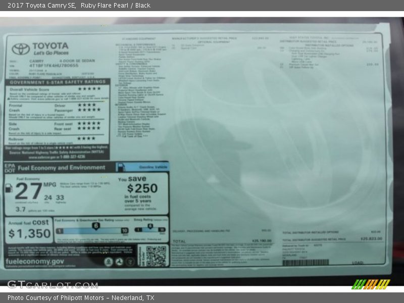 Ruby Flare Pearl / Black 2017 Toyota Camry SE