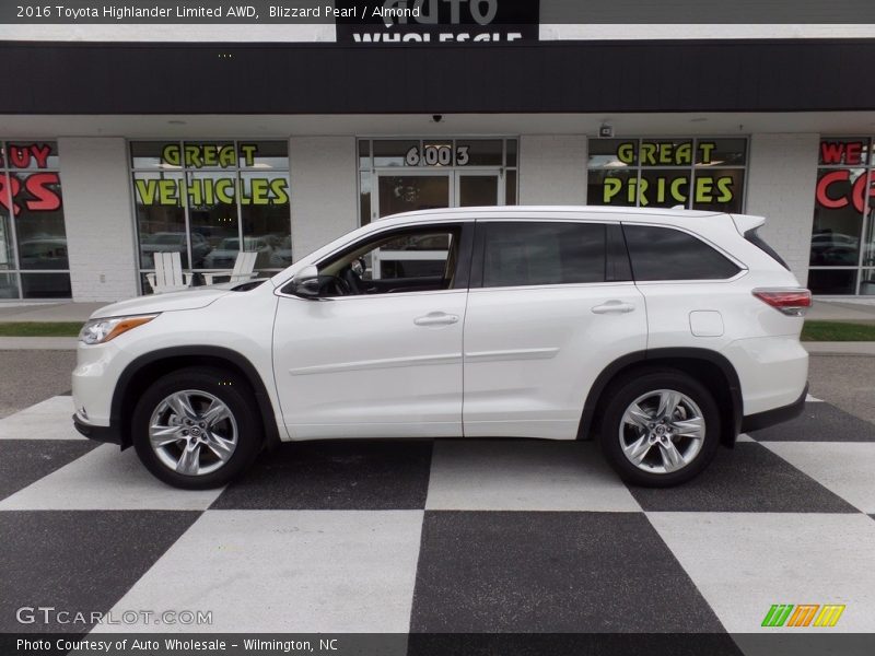 Blizzard Pearl / Almond 2016 Toyota Highlander Limited AWD