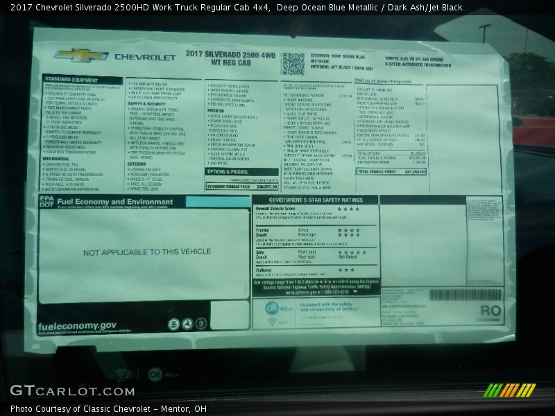Deep Ocean Blue Metallic / Dark Ash/Jet Black 2017 Chevrolet Silverado 2500HD Work Truck Regular Cab 4x4