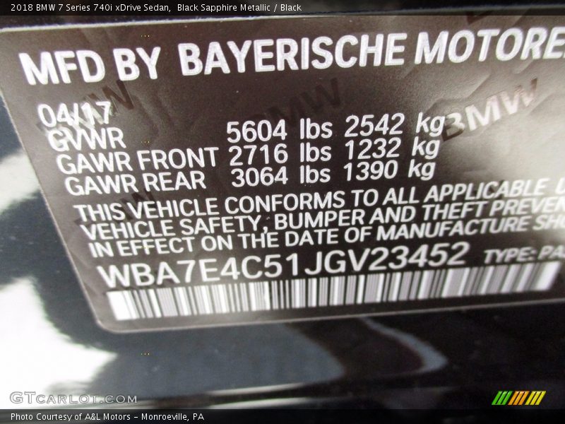 Black Sapphire Metallic / Black 2018 BMW 7 Series 740i xDrive Sedan