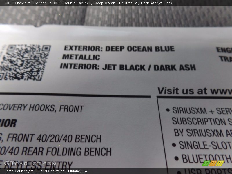 Deep Ocean Blue Metallic / Dark Ash/Jet Black 2017 Chevrolet Silverado 1500 LT Double Cab 4x4