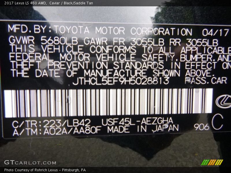 2017 LS 460 AWD Caviar Color Code 223