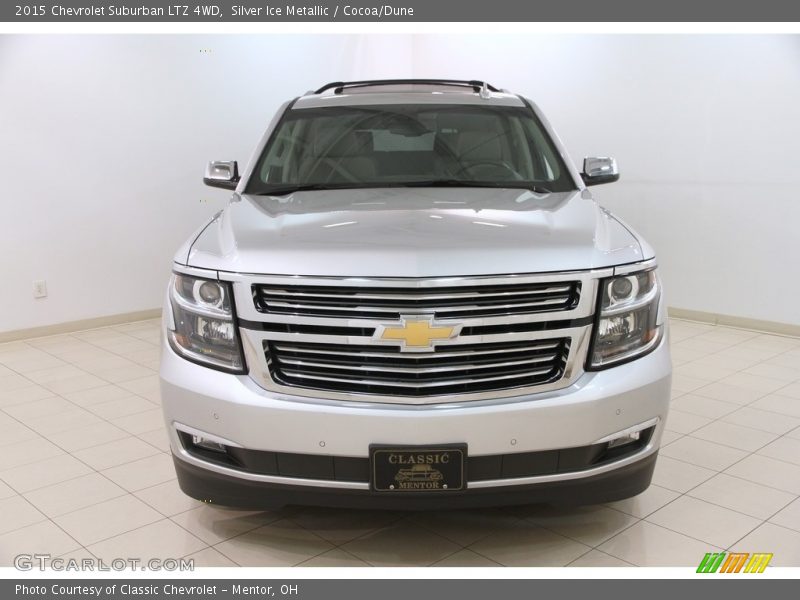Silver Ice Metallic / Cocoa/Dune 2015 Chevrolet Suburban LTZ 4WD