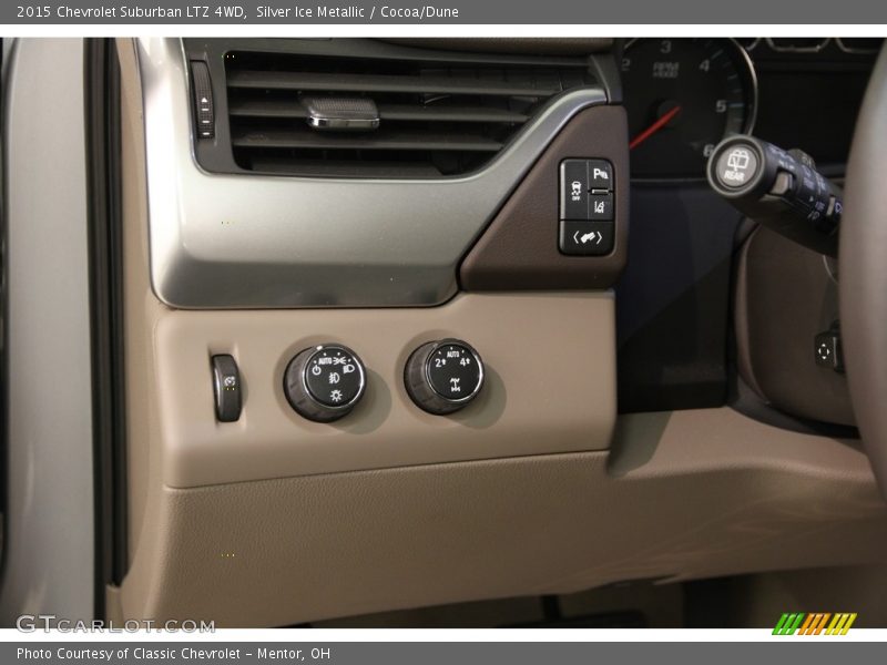 Silver Ice Metallic / Cocoa/Dune 2015 Chevrolet Suburban LTZ 4WD