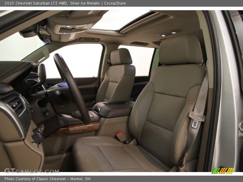 Silver Ice Metallic / Cocoa/Dune 2015 Chevrolet Suburban LTZ 4WD