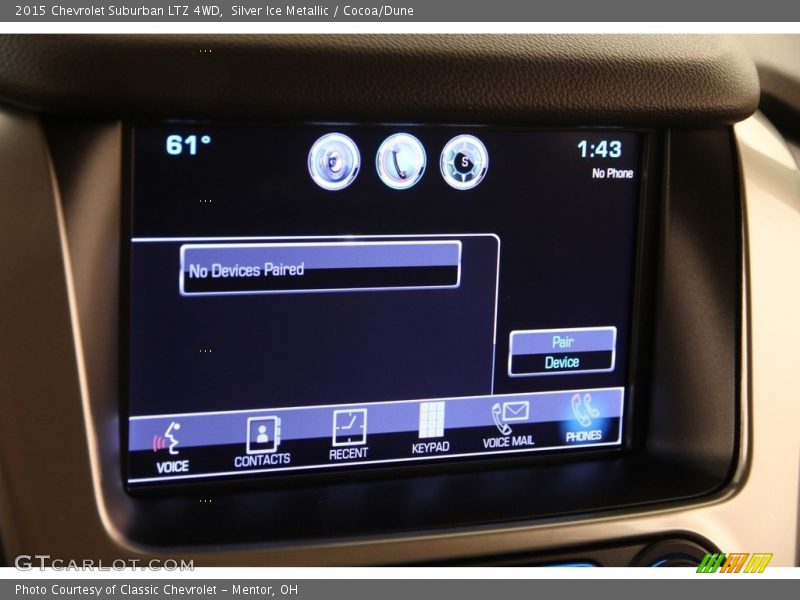 Silver Ice Metallic / Cocoa/Dune 2015 Chevrolet Suburban LTZ 4WD