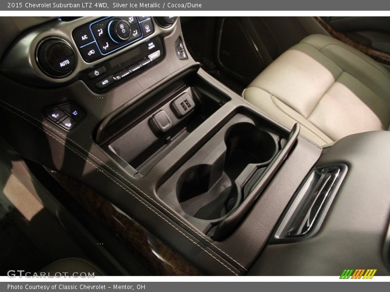 Silver Ice Metallic / Cocoa/Dune 2015 Chevrolet Suburban LTZ 4WD