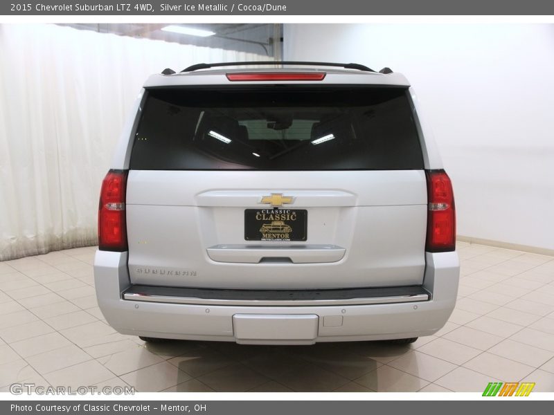 Silver Ice Metallic / Cocoa/Dune 2015 Chevrolet Suburban LTZ 4WD
