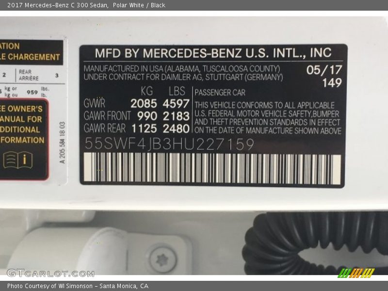 Polar White / Black 2017 Mercedes-Benz C 300 Sedan