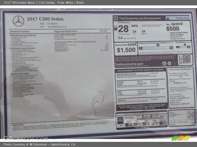 Polar White / Black 2017 Mercedes-Benz C 300 Sedan