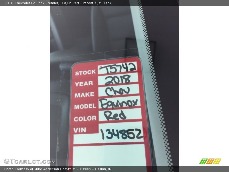 Cajun Red Tintcoat / Jet Black 2018 Chevrolet Equinox Premier