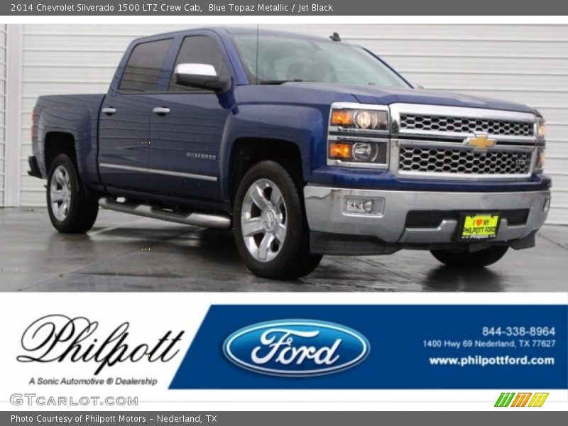 Blue Topaz Metallic / Jet Black 2014 Chevrolet Silverado 1500 LTZ Crew Cab