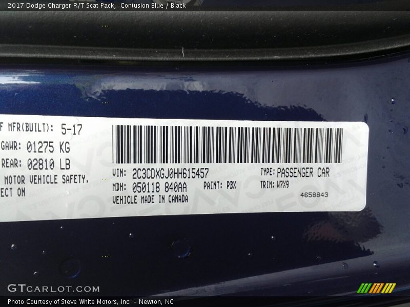 Contusion Blue / Black 2017 Dodge Charger R/T Scat Pack