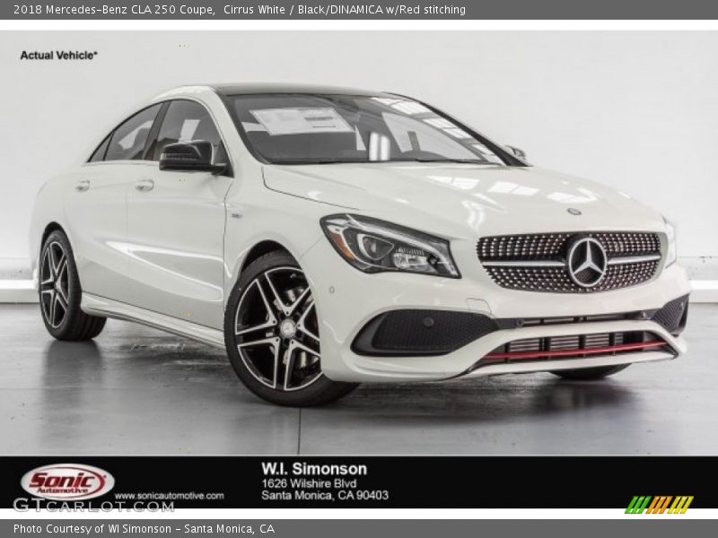 Cirrus White / Black/DINAMICA w/Red stitching 2018 Mercedes-Benz CLA 250 Coupe