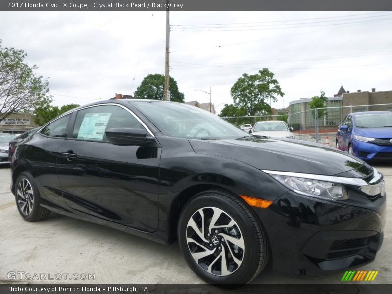 Crystal Black Pearl / Black/Gray 2017 Honda Civic LX Coupe