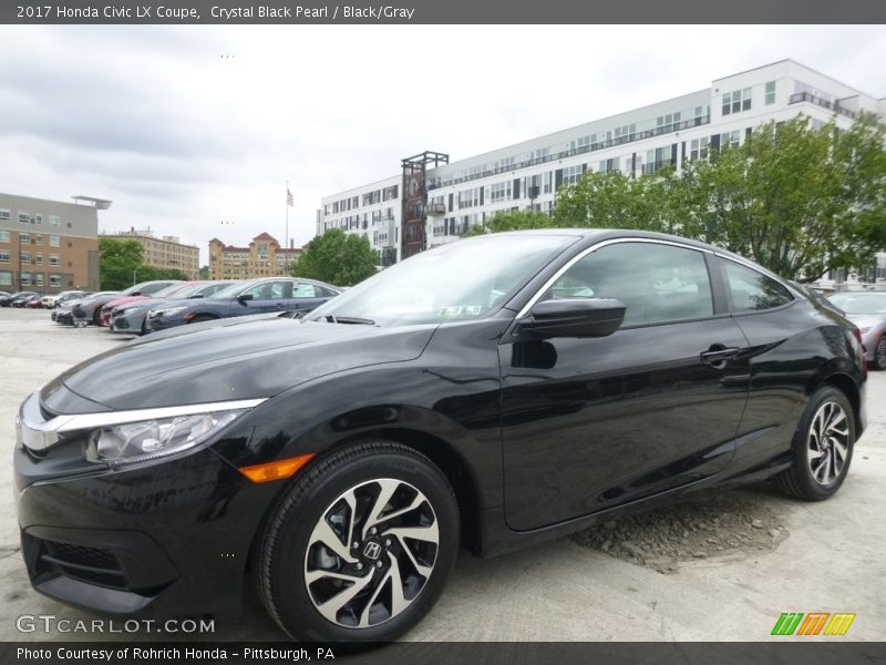 Crystal Black Pearl / Black/Gray 2017 Honda Civic LX Coupe