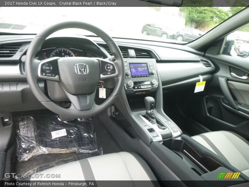 Crystal Black Pearl / Black/Gray 2017 Honda Civic LX Coupe