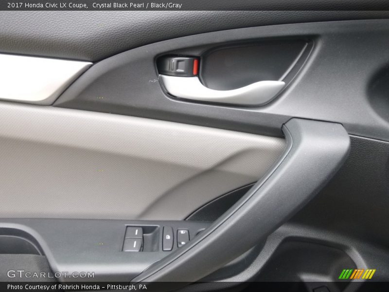 Crystal Black Pearl / Black/Gray 2017 Honda Civic LX Coupe