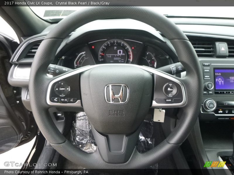 Crystal Black Pearl / Black/Gray 2017 Honda Civic LX Coupe