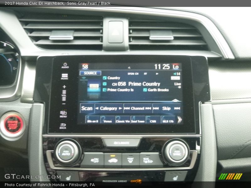 Sonic Gray Pearl / Black 2017 Honda Civic EX Hatchback