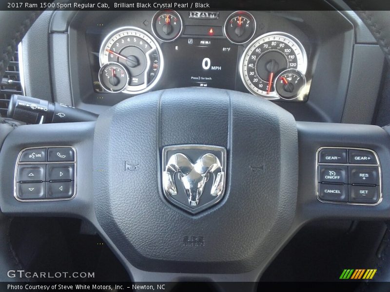 Brilliant Black Crystal Pearl / Black 2017 Ram 1500 Sport Regular Cab