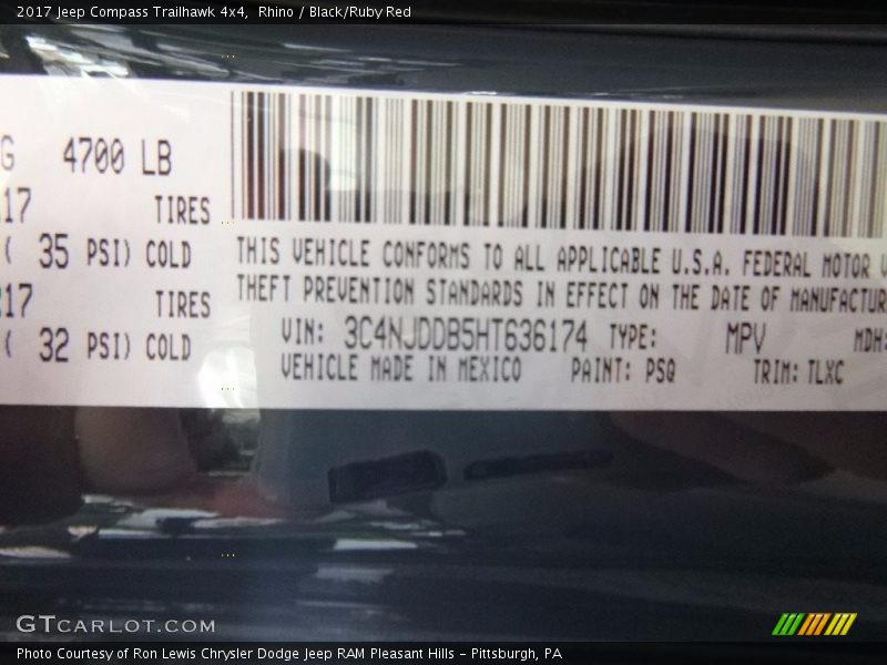 Rhino / Black/Ruby Red 2017 Jeep Compass Trailhawk 4x4