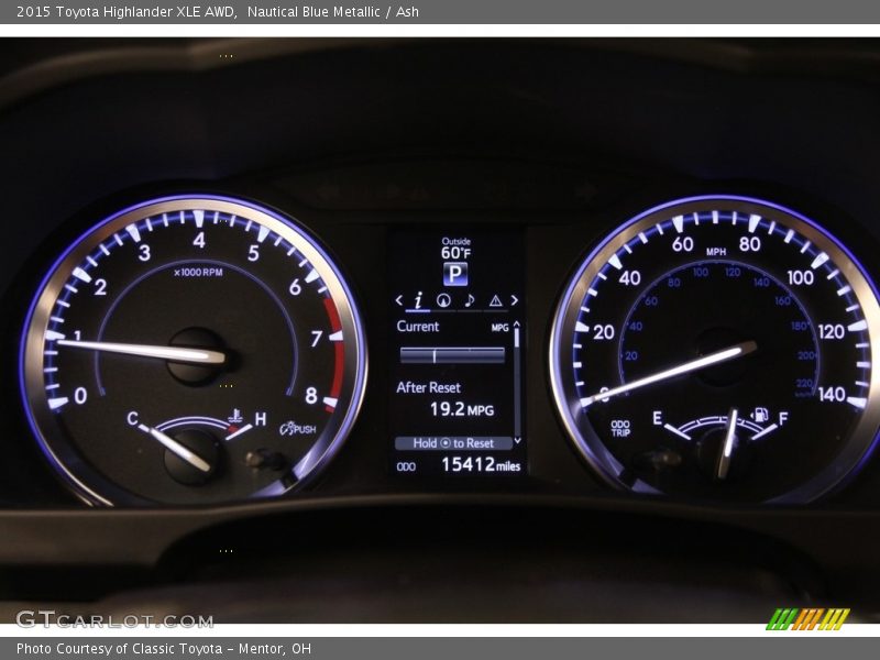 Nautical Blue Metallic / Ash 2015 Toyota Highlander XLE AWD
