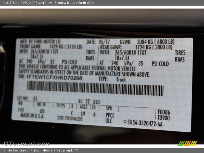 Shadow Black / Earth Gray 2017 Ford F150 XLT SuperCrew